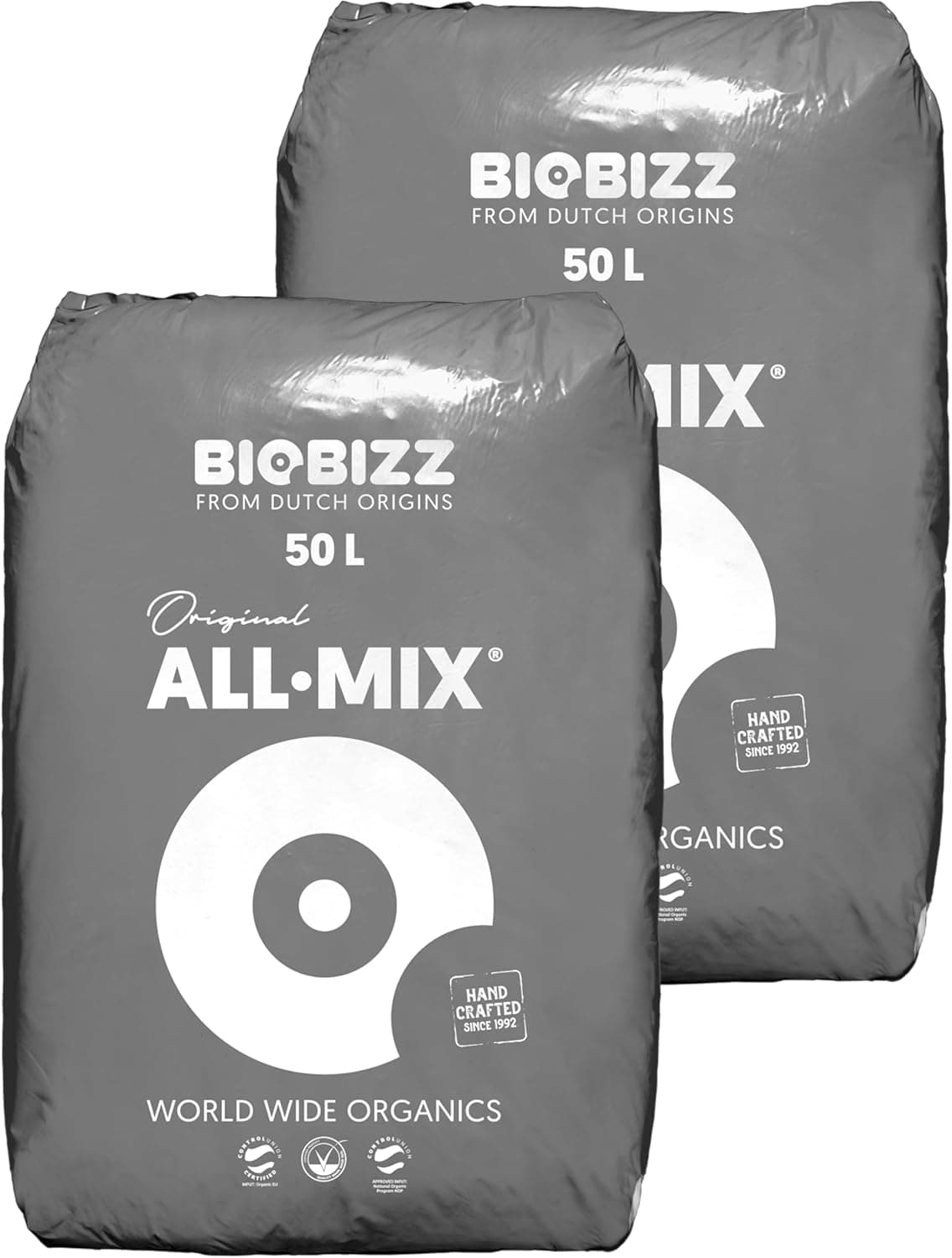 Growkingz Biobizz Allmix 100 Liter (2 x 50L Säcke) Growerde, Biobizz All Mix Erde, insgesamt 100L Grower Erde