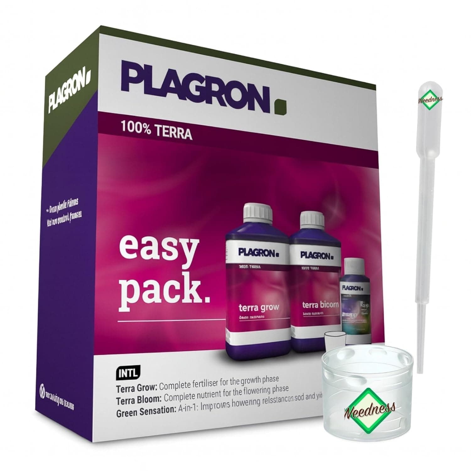 Weedness Plagron Dünger Set Easy Pack Terra Bio Starterbox Grow Anbau Indoor - Bio NPK Organischer Flüssig Tomaten