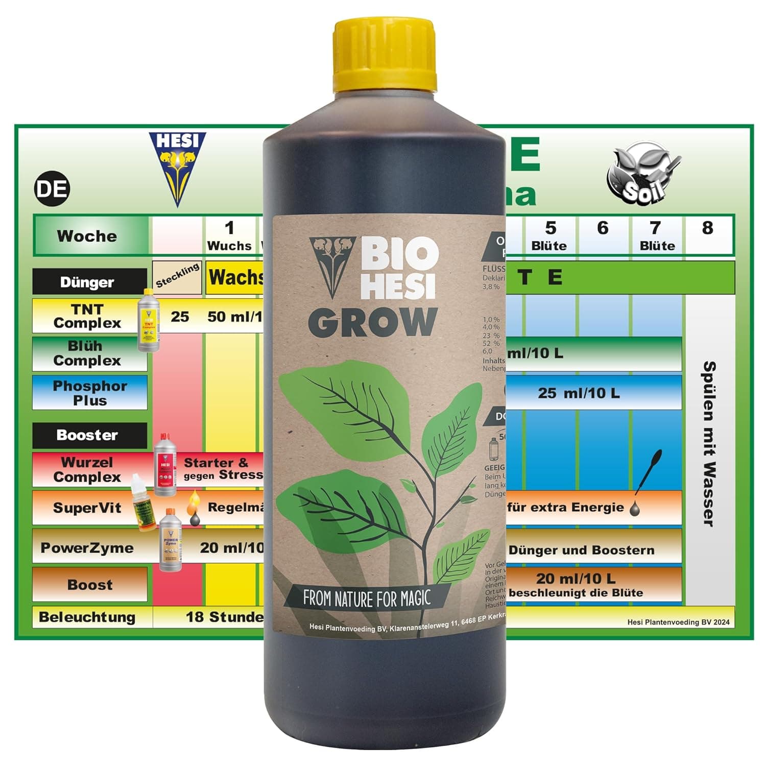 Hesi Bio Grow 1L, Hesi Bio-Grow Dünger für kräftiges Wachstum, Organischer Dünger für gesunde Pflanzen, Biogrow Hesi Dünger 1 Liter – Optimale Nährstoffversorgung für Indoor- und Outdoor-Anbau